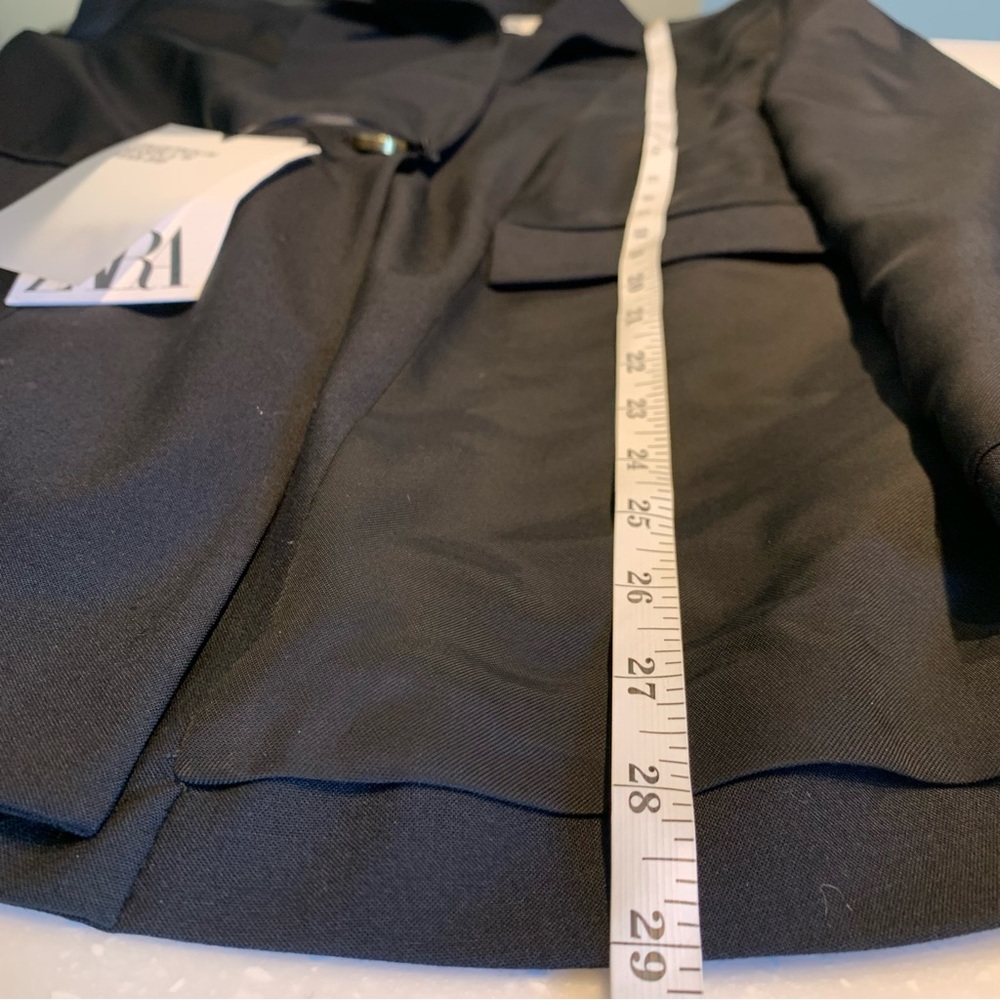 ZARA Wool Blend Structured Blazer Black Tailored Jacket NWT Medium - Picture 10 of 12